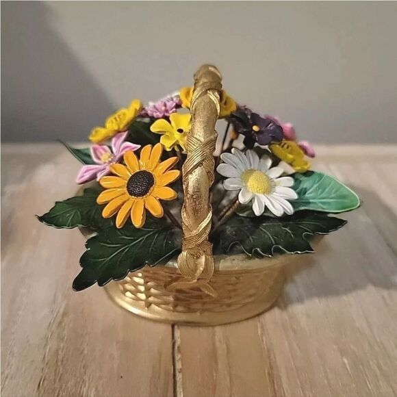 VTG Gorham Enamel Flower Basket Jane Hutcheson Fleur des Siecles Figural METAL - Picture 2 of 10